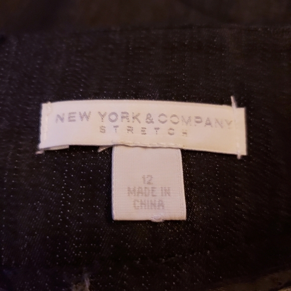 New York & Company Skirt Size 12 Navy Blue Career Office Back Slit Zip Up EUC - Picture 9 of 12